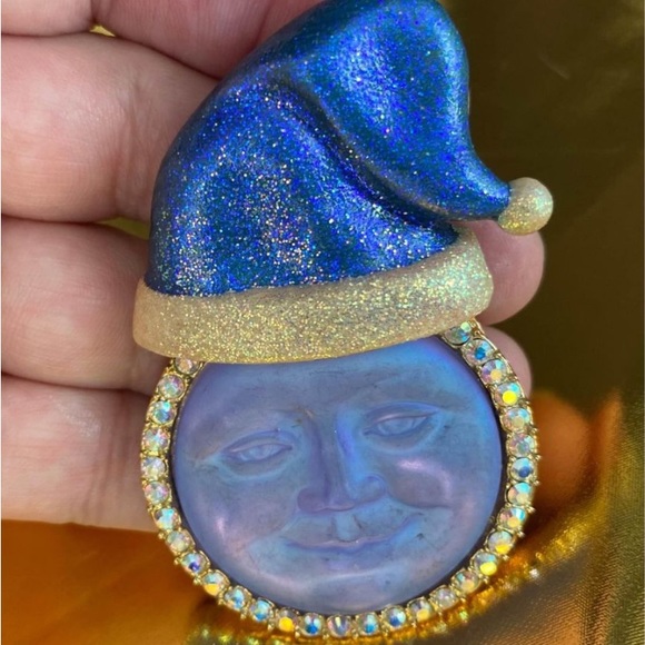 Kirks Folly USA Signed Christmas Blue Moon Pendant and Brooch - Picture 2 of 4